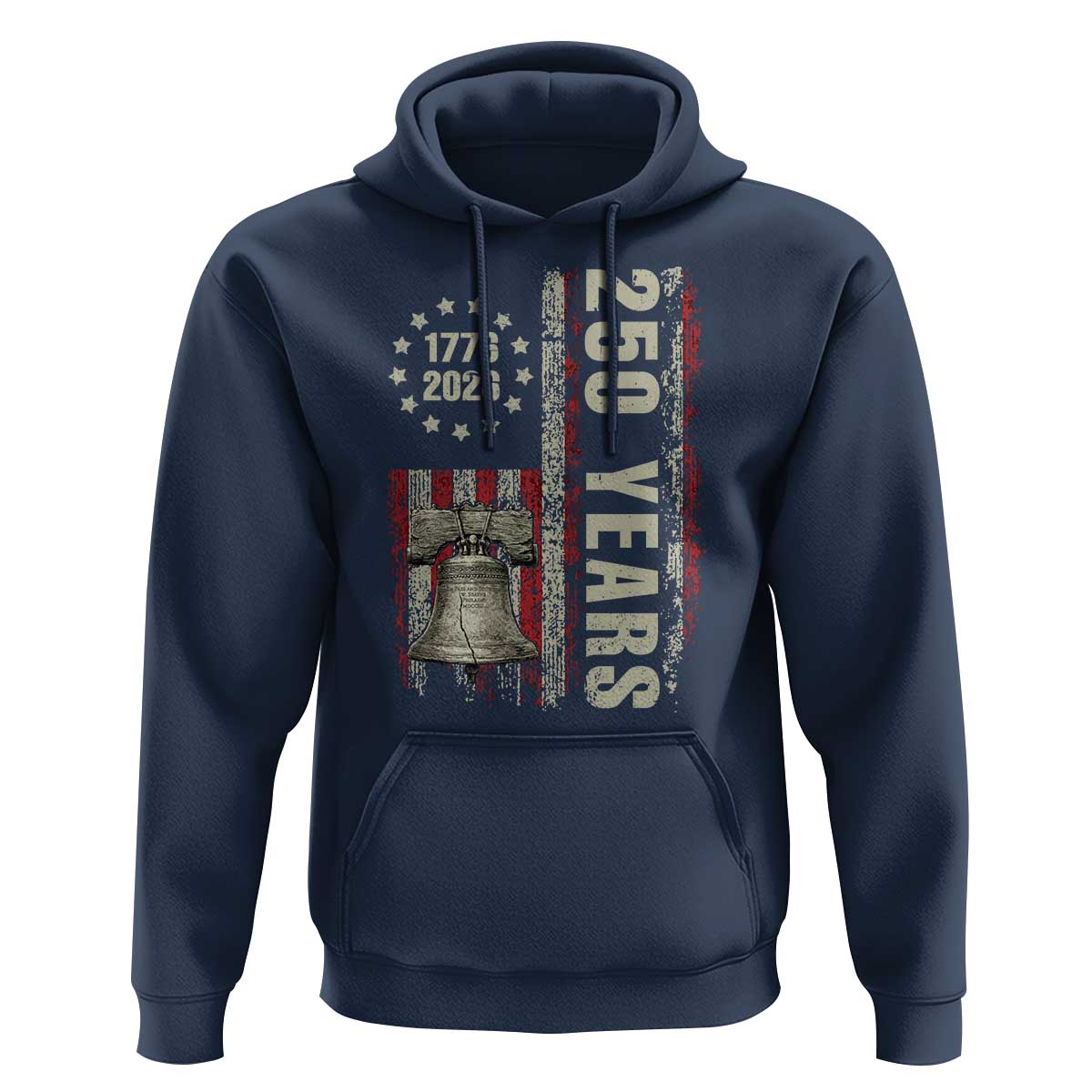 250th Anniversary USA Hoodie Patriotic Liberty Bell 1776 2026 American Flag