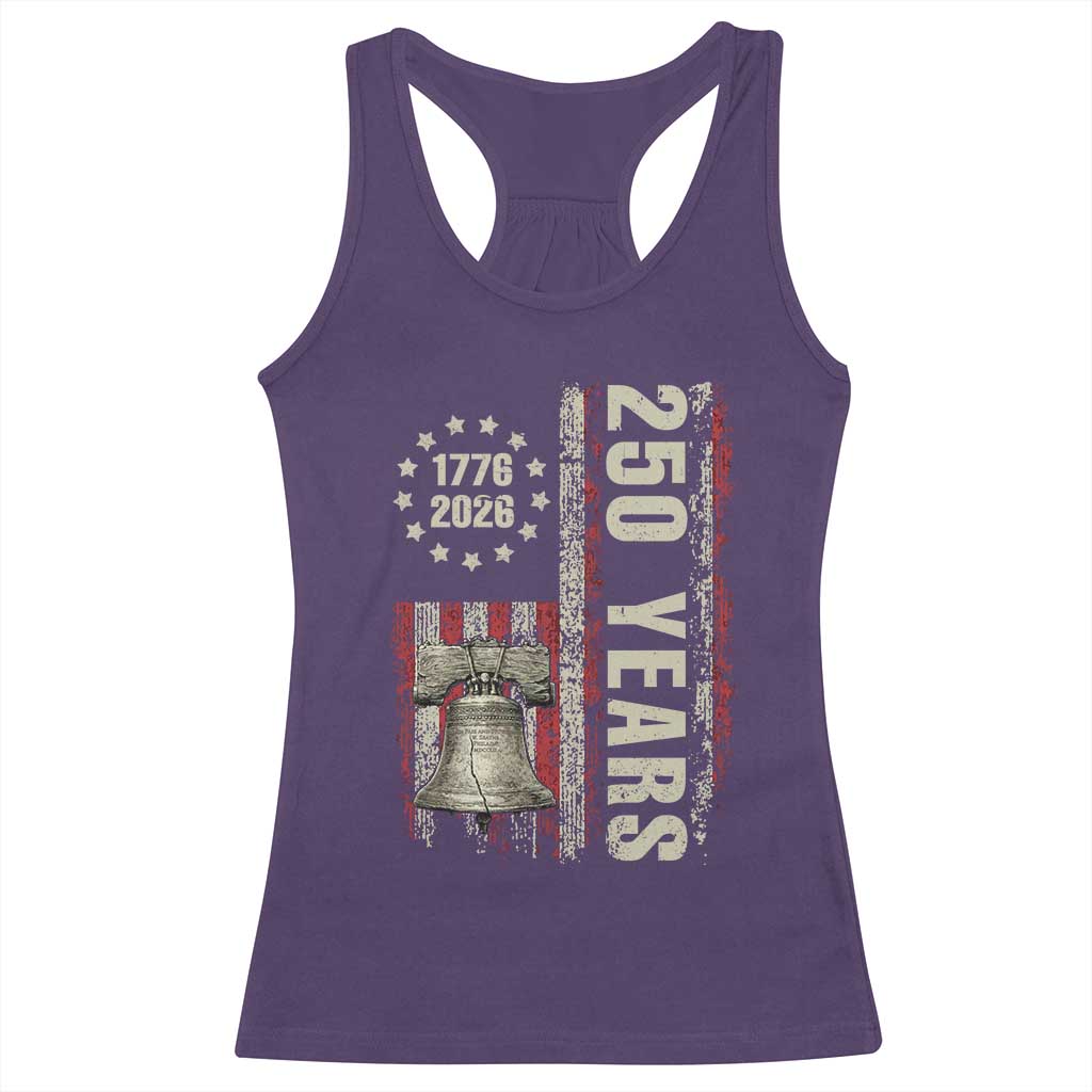 250th Anniversary USA Racerback Tank Top Patriotic Liberty Bell 1776 2026 American Flag