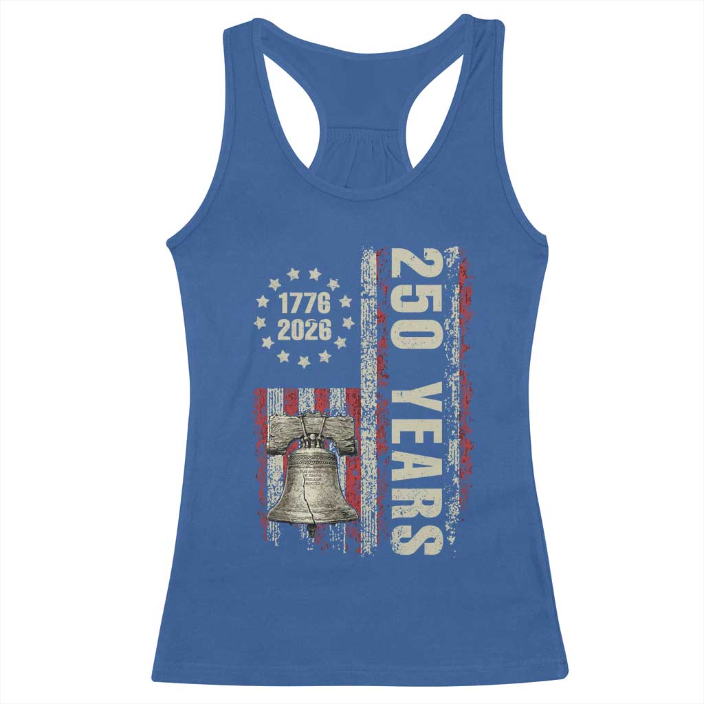 250th Anniversary USA Racerback Tank Top Patriotic Liberty Bell 1776 2026 American Flag