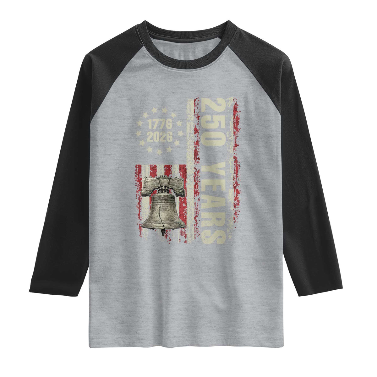 250th Anniversary USA Raglan Shirt Patriotic Liberty Bell 1776 2026 American Flag