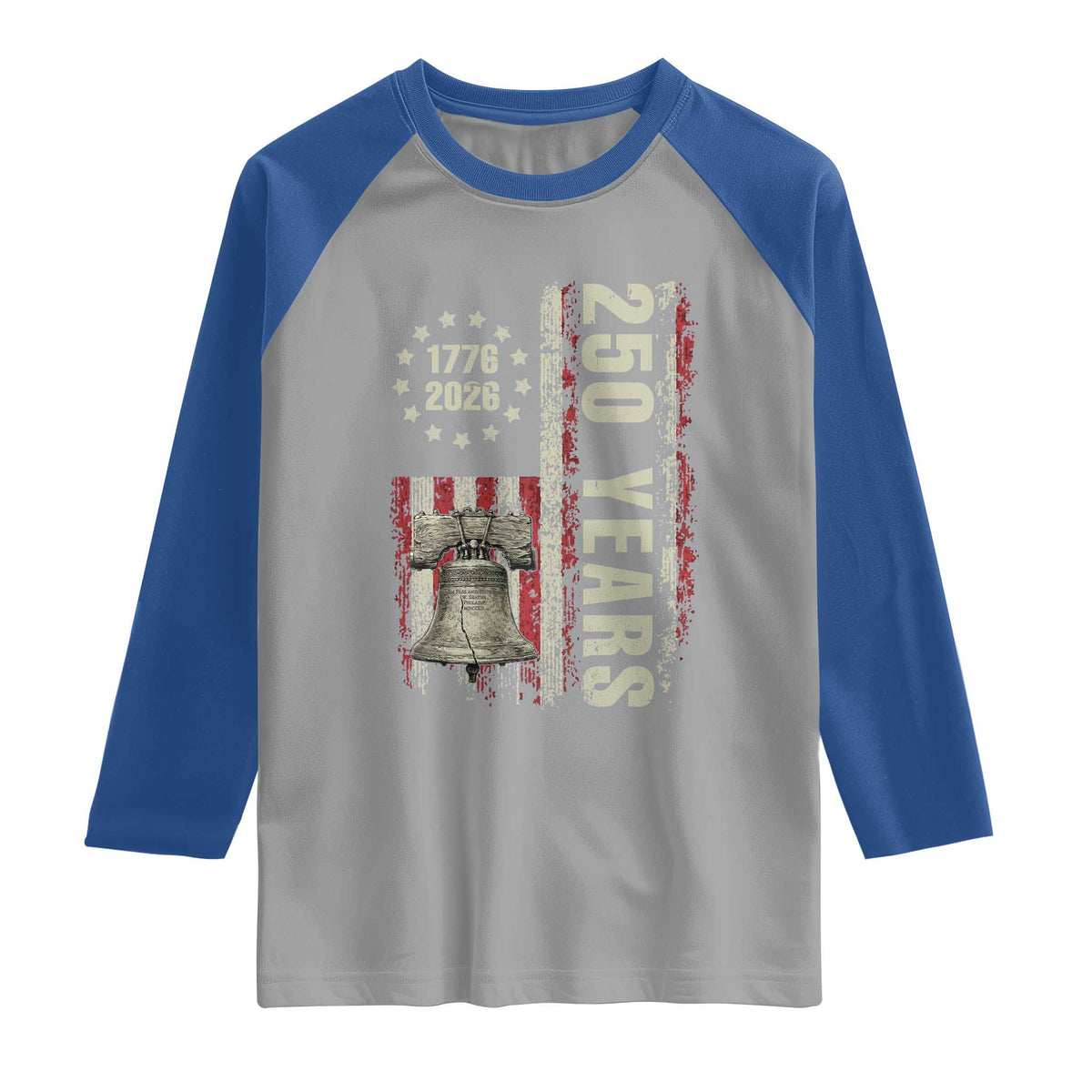 250th Anniversary USA Raglan Shirt Patriotic Liberty Bell 1776 2026 American Flag