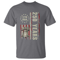 250th Anniversary USA T Shirt Patriotic Liberty Bell 1776 2026 American Flag
