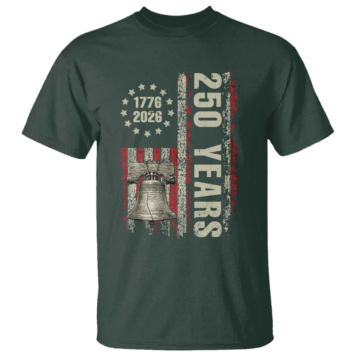 250th Anniversary USA T Shirt Patriotic Liberty Bell 1776 2026 American Flag