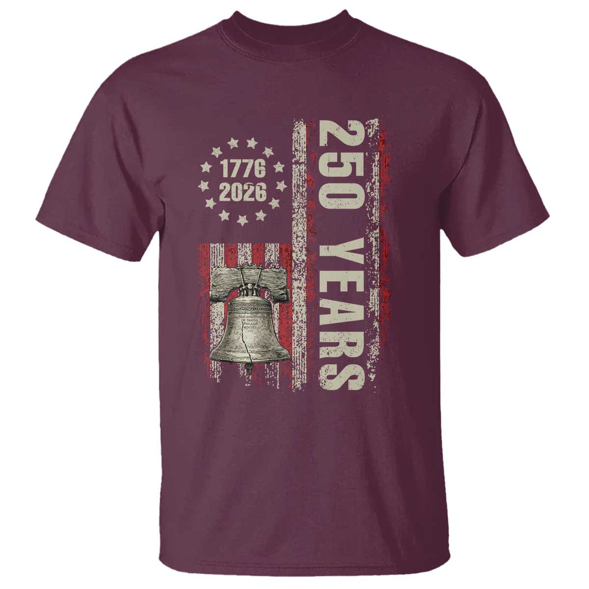 250th Anniversary USA T Shirt Patriotic Liberty Bell 1776 2026 American Flag