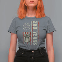 250th Anniversary USA T Shirt For Women Patriotic Liberty Bell 1776 2026 American Flag