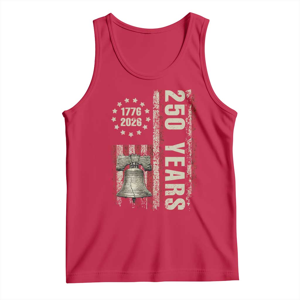 250th Anniversary USA Tank Top Patriotic Liberty Bell 1776 2026 American Flag