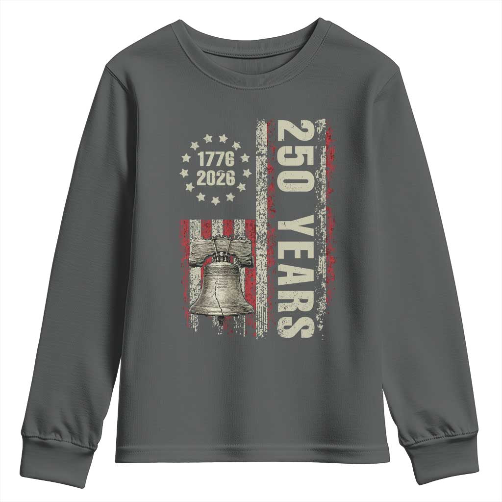 250th Anniversary USA Youth Sweatshirt Patriotic Liberty Bell 1776 2026 American Flag