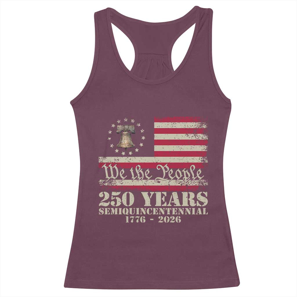 250th Anniversary USA Racerback Tank Top Patriotic Liberty Bell 1776 2026 Independence Day
