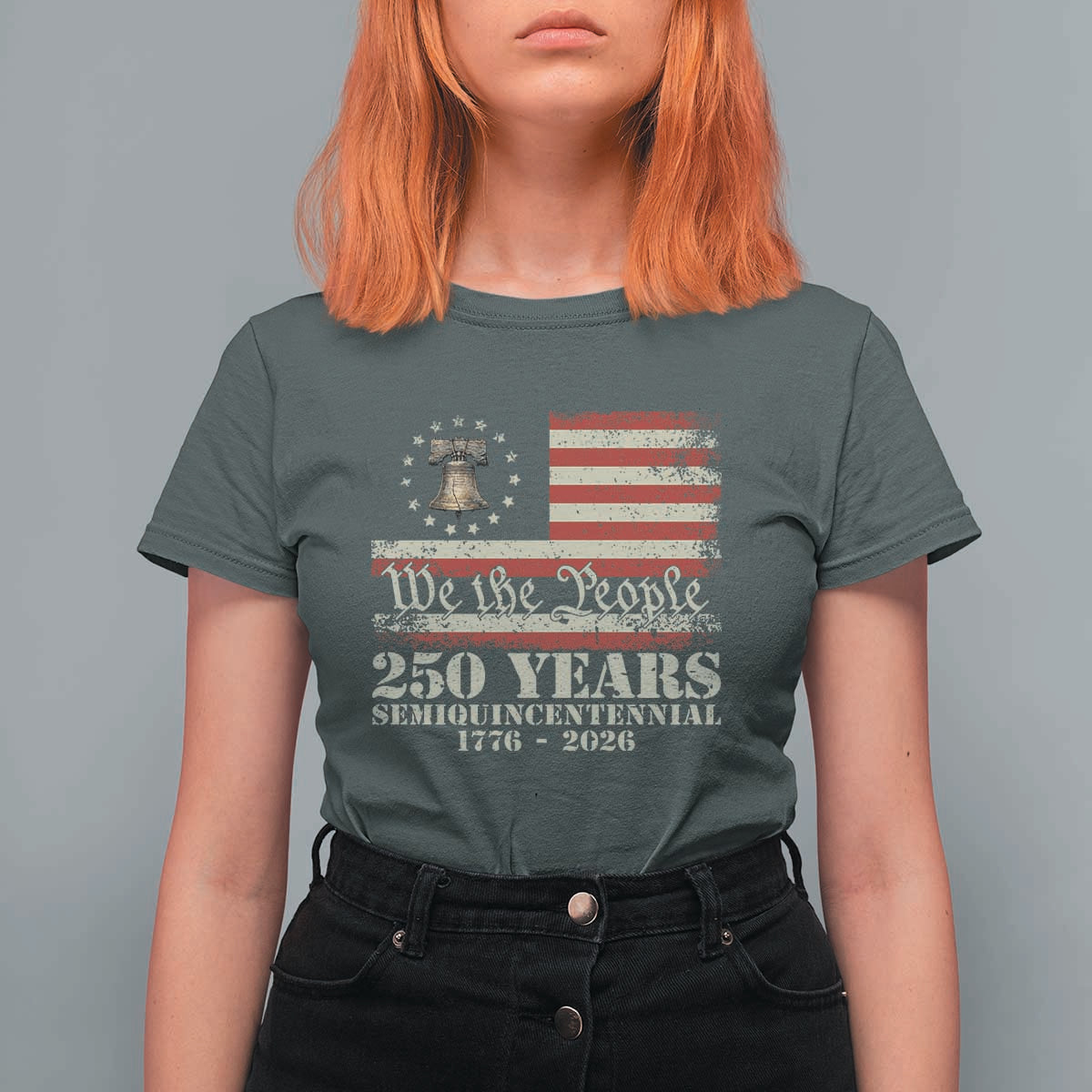 250th Anniversary USA T Shirt For Women Patriotic Liberty Bell 1776 2026 Independence Day