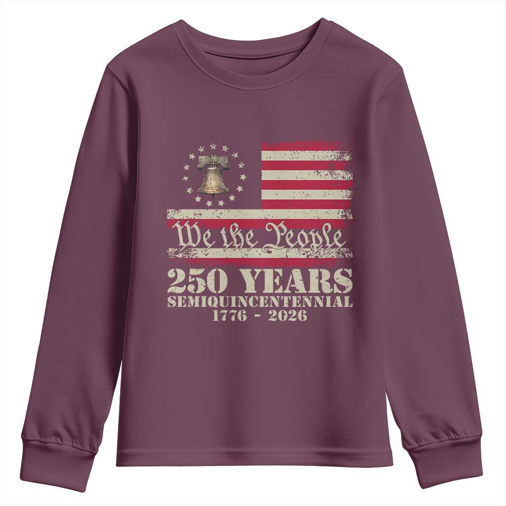250th Anniversary USA Youth Sweatshirt Patriotic Liberty Bell 1776 2026 Independence Day