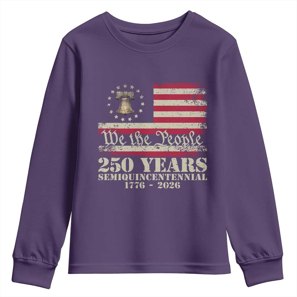 250th Anniversary USA Youth Sweatshirt Patriotic Liberty Bell 1776 2026 Independence Day