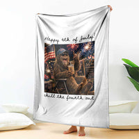 Funny Bigfoot 4th of July Throw Blanket Patriotic Sasquatch American Flag Party Festival