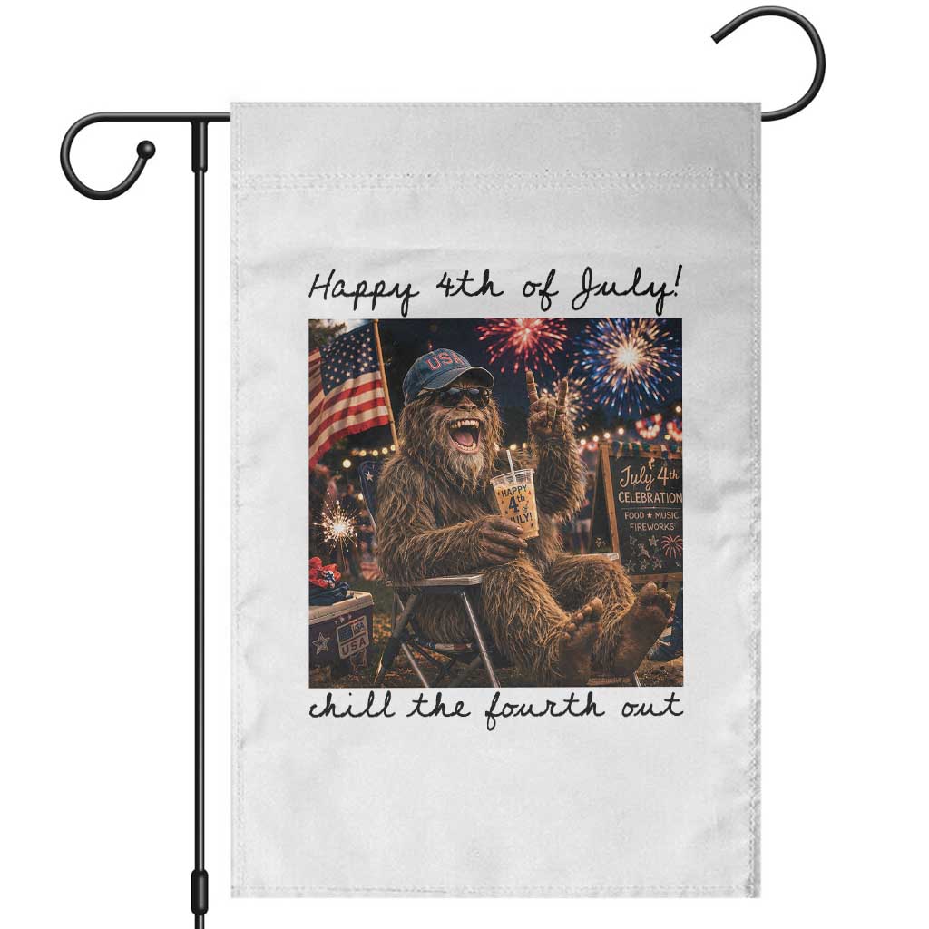 Funny Bigfoot 4th of July Garden Flag Patriotic Sasquatch American Flag Party Festival