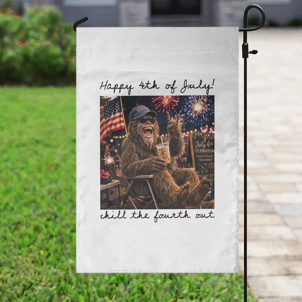 Funny Bigfoot 4th of July Garden Flag Patriotic Sasquatch American Flag Party Festival