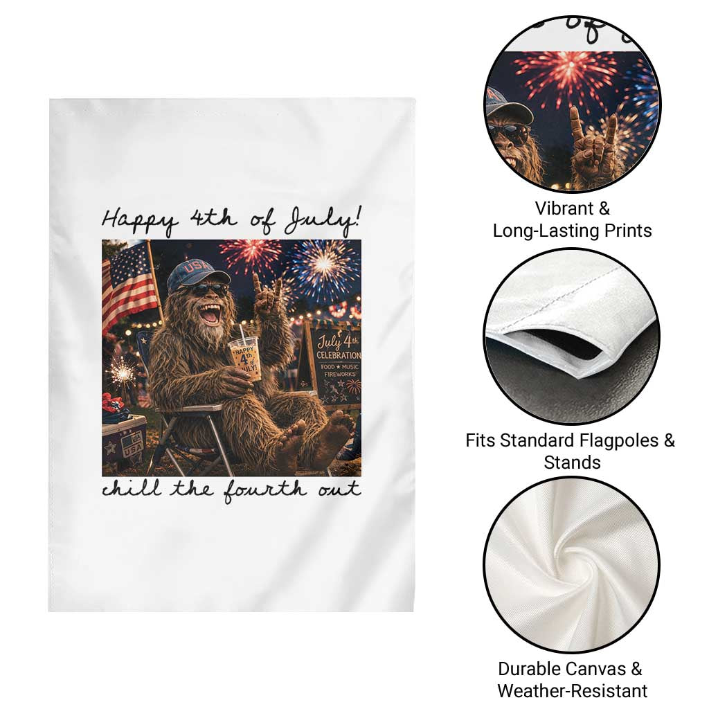 Funny Bigfoot 4th of July Garden Flag Patriotic Sasquatch American Flag Party Festival