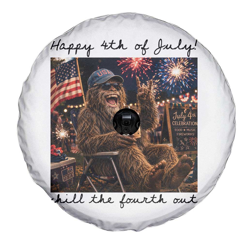Funny Bigfoot 4th of July Spare Tire Cover Patriotic Sasquatch American Flag Party Festival