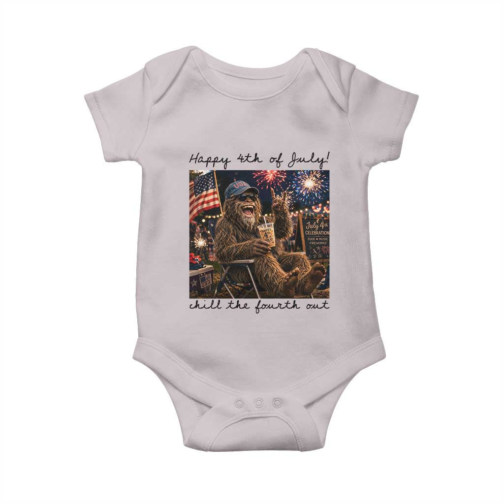 Funny Bigfoot 4th of July Baby Onesie Patriotic Sasquatch American Flag Party Festival