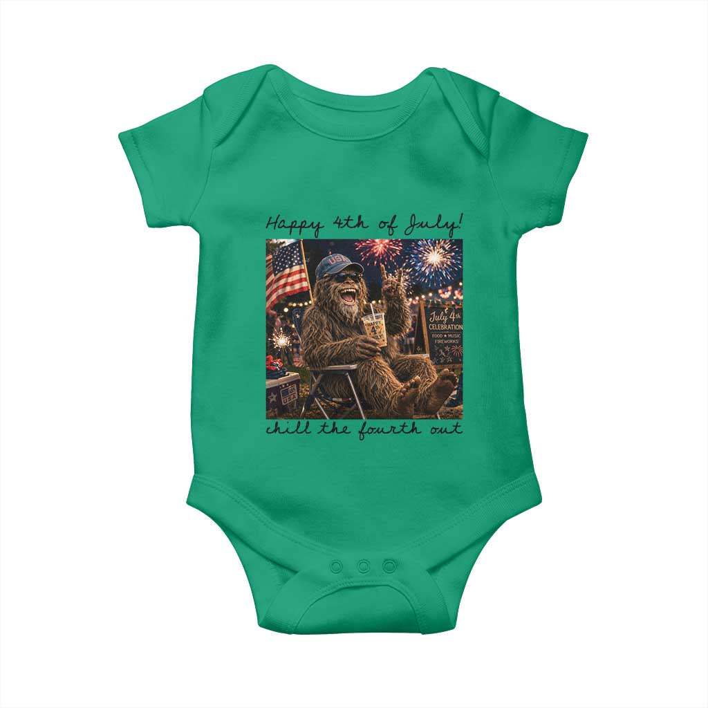 Funny Bigfoot 4th of July Baby Onesie Patriotic Sasquatch American Flag Party Festival