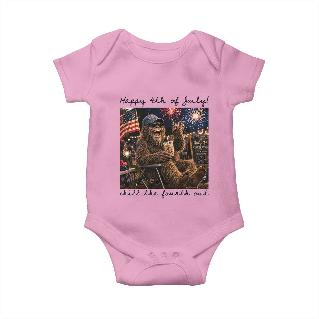 Funny Bigfoot 4th of July Baby Onesie Patriotic Sasquatch American Flag Party Festival