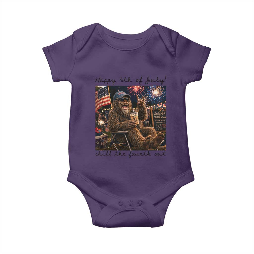 Funny Bigfoot 4th of July Baby Onesie Patriotic Sasquatch American Flag Party Festival
