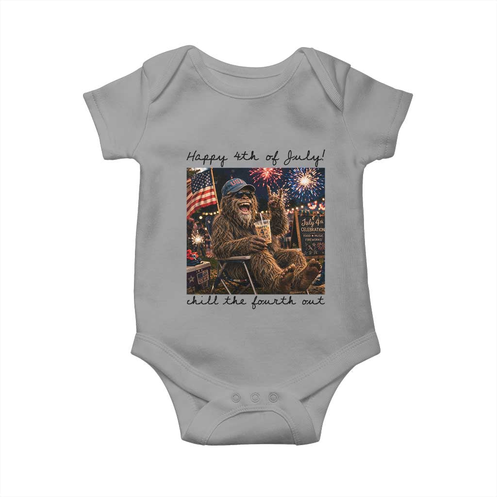 Funny Bigfoot 4th of July Baby Onesie Patriotic Sasquatch American Flag Party Festival