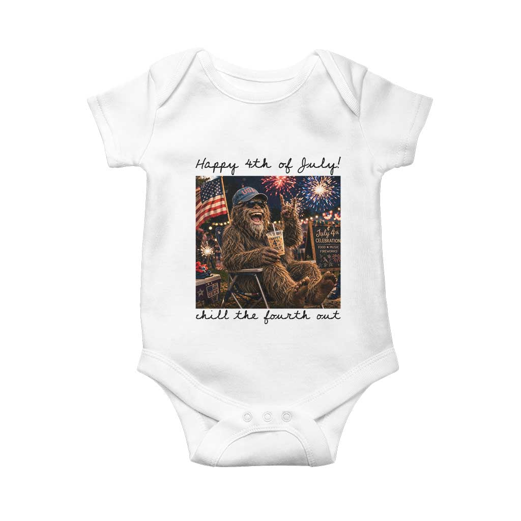 Funny Bigfoot 4th of July Baby Onesie Patriotic Sasquatch American Flag Party Festival
