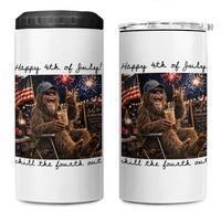 Funny Bigfoot 4th of July 4 in 1 Can Cooler Tumbler Patriotic Sasquatch American Flag Party Festival