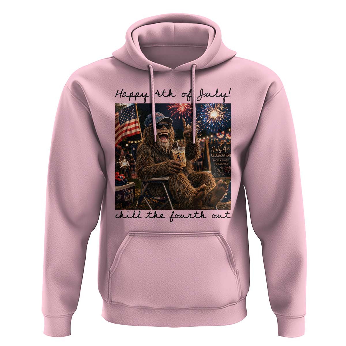 Funny Bigfoot 4th of July Hoodie Patriotic Sasquatch American Flag Party Festival