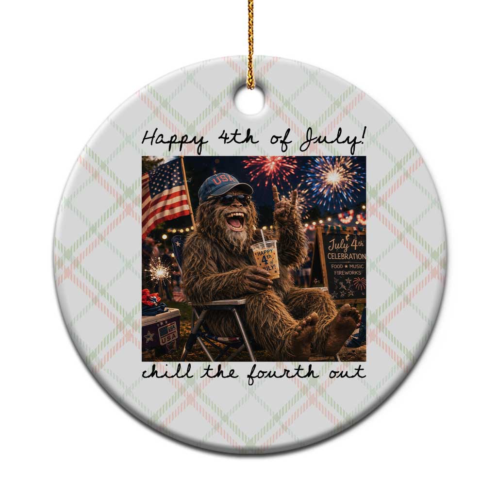 Funny Bigfoot 4th of July Ceramic Ornament Patriotic Sasquatch American Flag Party Festival
