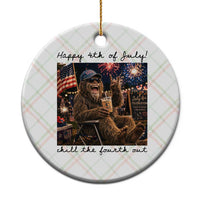 Funny Bigfoot 4th of July Ceramic Ornament Patriotic Sasquatch American Flag Party Festival