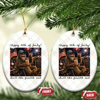 Funny Bigfoot 4th of July Ceramic Ornament Patriotic Sasquatch American Flag Party Festival