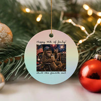 Funny Bigfoot 4th of July Ceramic Ornament Patriotic Sasquatch American Flag Party Festival