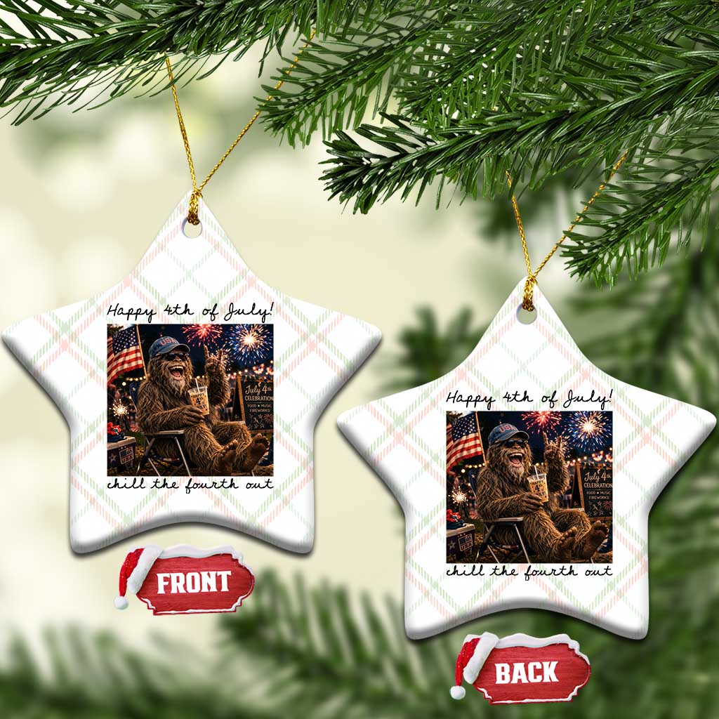 Funny Bigfoot 4th of July Ceramic Ornament Patriotic Sasquatch American Flag Party Festival