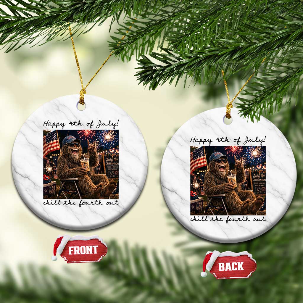 Funny Bigfoot 4th of July Ceramic Ornament Patriotic Sasquatch American Flag Party Festival
