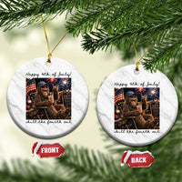 Funny Bigfoot 4th of July Ceramic Ornament Patriotic Sasquatch American Flag Party Festival