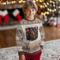 Funny Bigfoot 4th of July Ugly Christmas Sweater Patriotic Sasquatch American Flag Party Festival