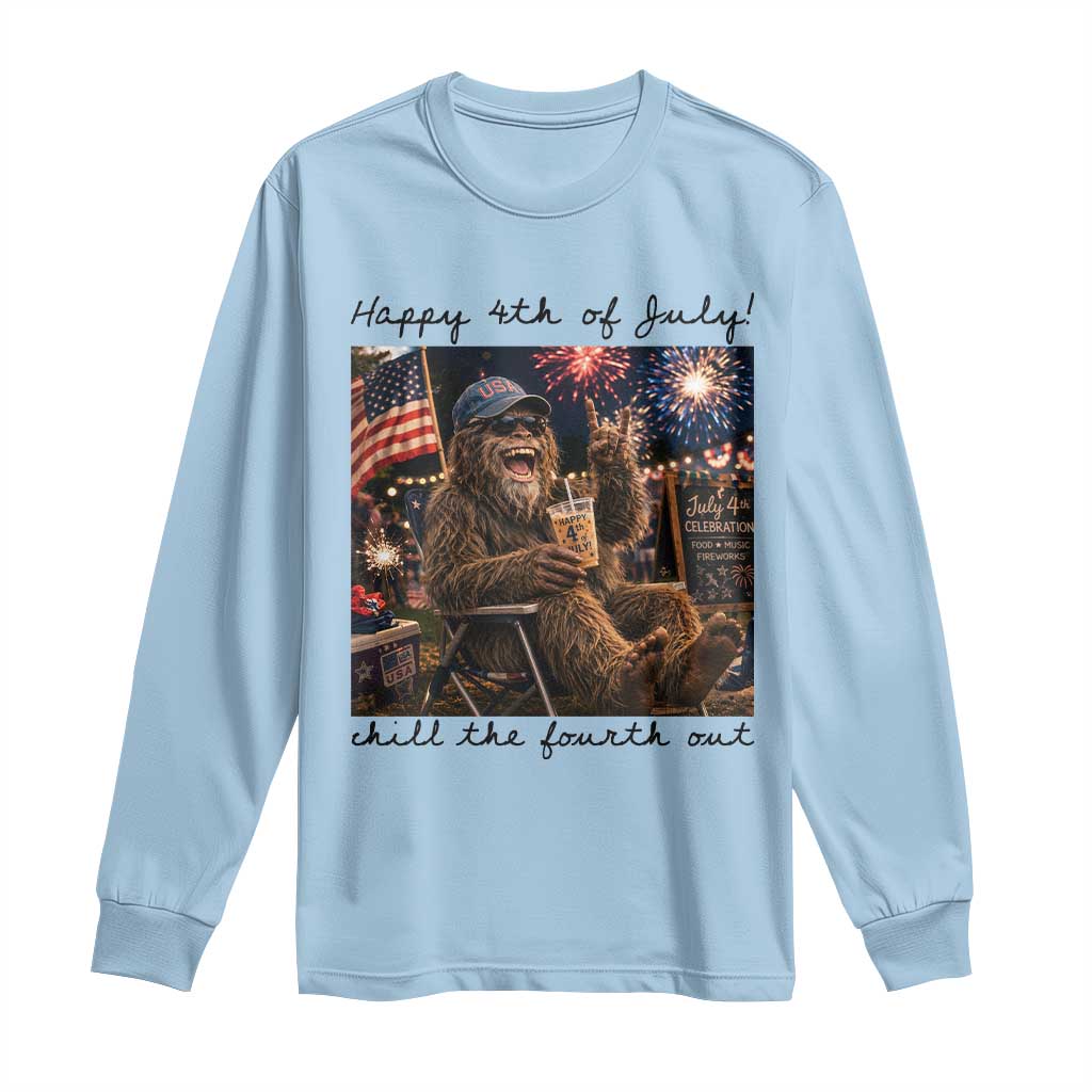 Funny Bigfoot 4th of July Long Sleeve Shirt Patriotic Sasquatch American Flag Party Festival
