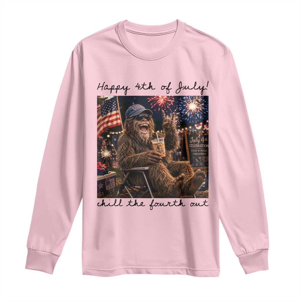 Funny Bigfoot 4th of July Long Sleeve Shirt Patriotic Sasquatch American Flag Party Festival