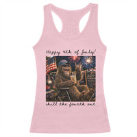Funny Bigfoot 4th of July Racerback Tank Top Patriotic Sasquatch American Flag Party Festival