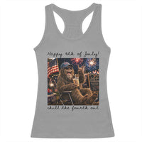 Funny Bigfoot 4th of July Racerback Tank Top Patriotic Sasquatch American Flag Party Festival