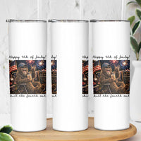 Funny Bigfoot 4th of July Skinny Tumbler Patriotic Sasquatch American Flag Party Festival