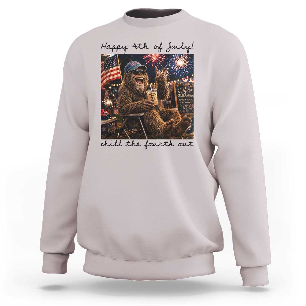 Funny Bigfoot 4th of July Sweatshirt Patriotic Sasquatch American Flag Party Festival