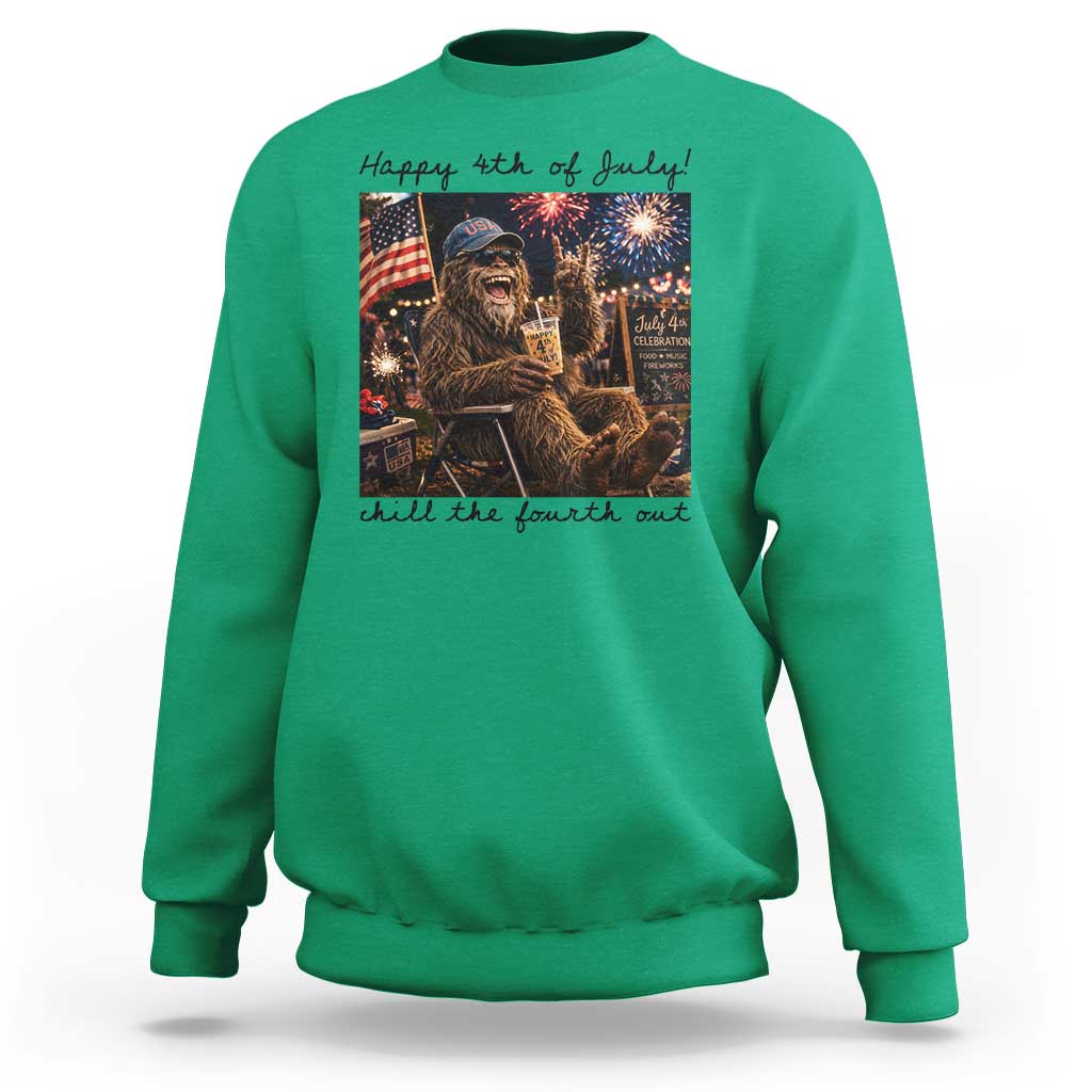 Funny Bigfoot 4th of July Sweatshirt Patriotic Sasquatch American Flag Party Festival