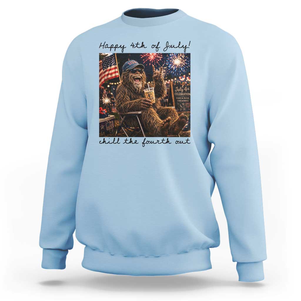 Funny Bigfoot 4th of July Sweatshirt Patriotic Sasquatch American Flag Party Festival