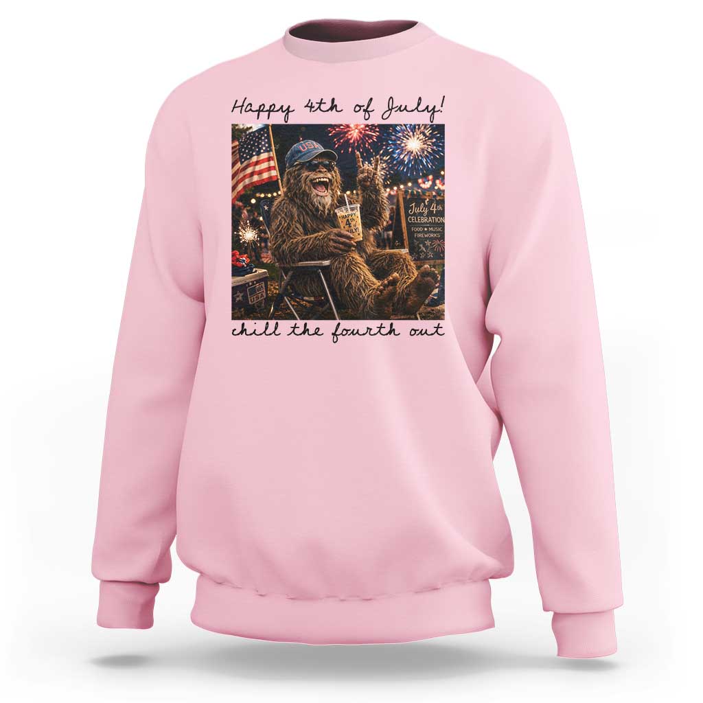 Funny Bigfoot 4th of July Sweatshirt Patriotic Sasquatch American Flag Party Festival