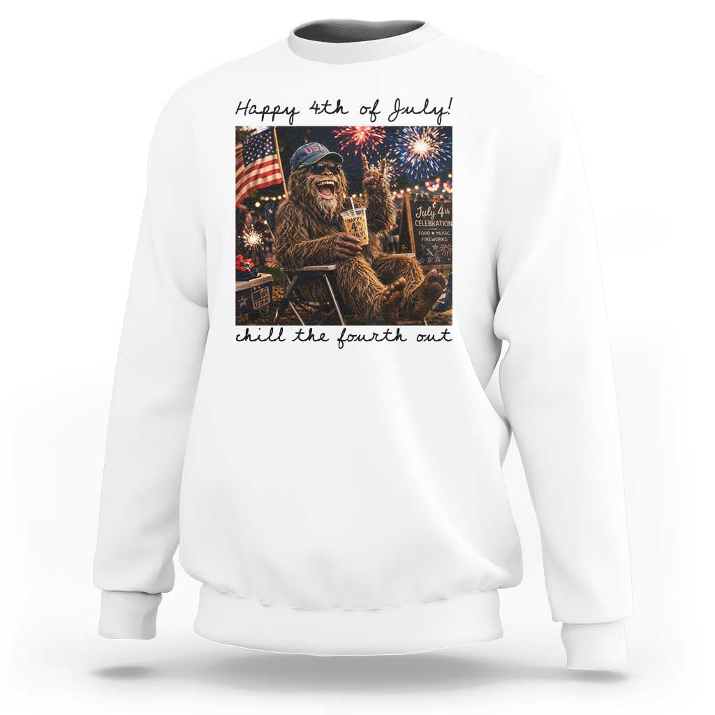 Funny Bigfoot 4th of July Sweatshirt Patriotic Sasquatch American Flag Party Festival