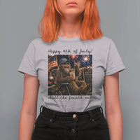 Funny Bigfoot 4th of July T Shirt For Women Patriotic Sasquatch American Flag Party Festival
