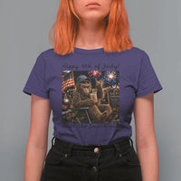 Funny Bigfoot 4th of July T Shirt For Women Patriotic Sasquatch American Flag Party Festival
