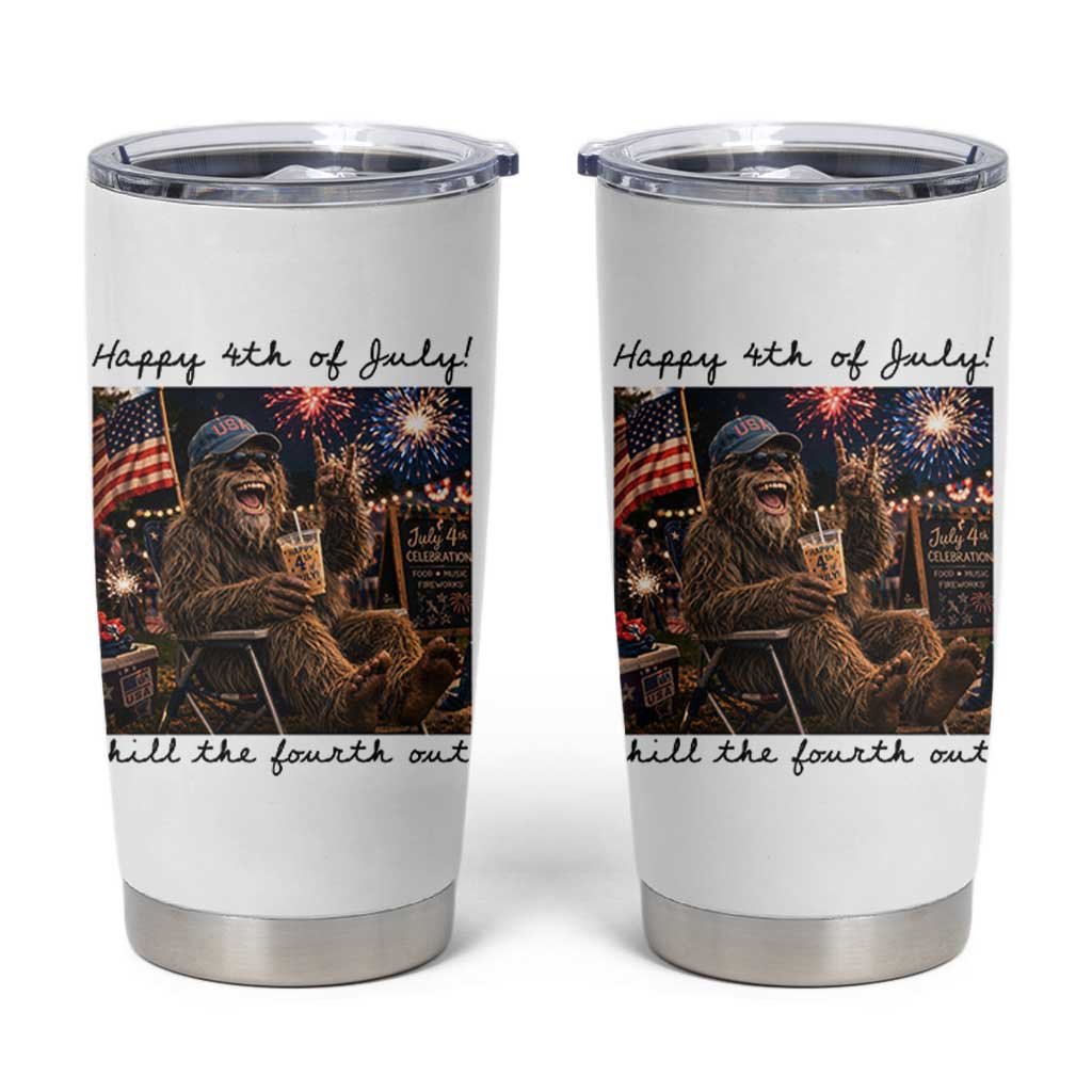 Funny Bigfoot 4th of July Tumbler Cup Patriotic Sasquatch American Flag Party Festival