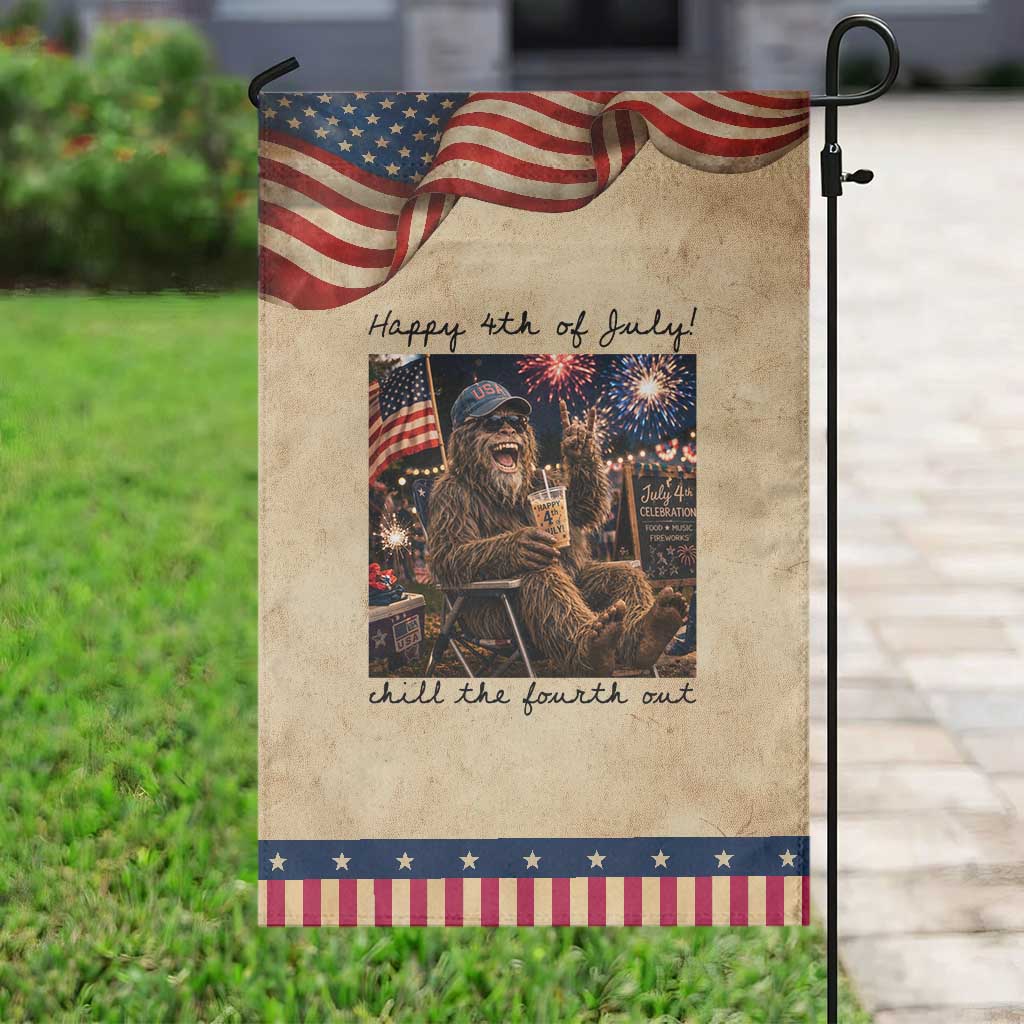Funny Bigfoot 4th of July Patriotic Garden Flag Patriotic Sasquatch American Flag Party Festival